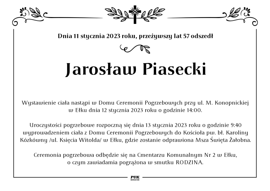 Jarosław Piasecki - nekrolog